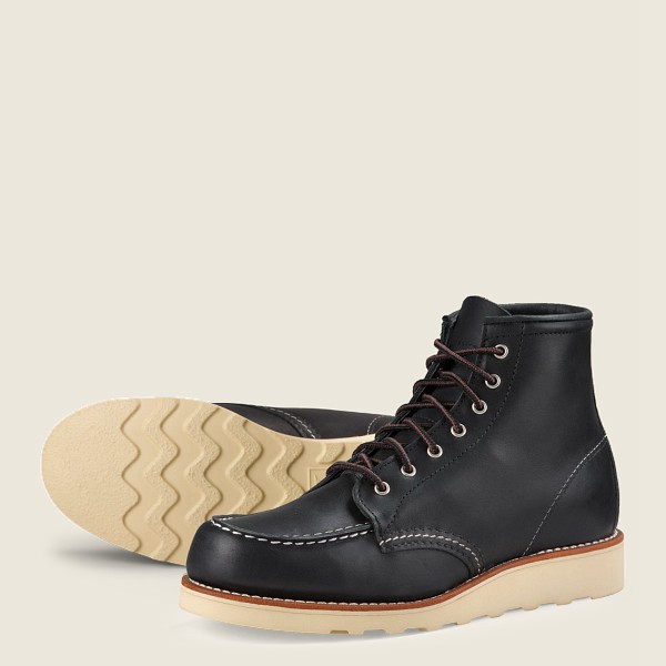 Red Wing Heritage Bot Bayan - 6-Inch Classic Moc - Short Boundary Deri - Siyah - 31YTKMLNE